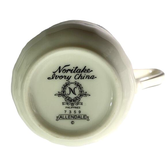 Vtg Noritake Allendale China Cup & Saucer Ivory Blue‎ Silver Trim Porcelain 7359 - Picture 3 of 8